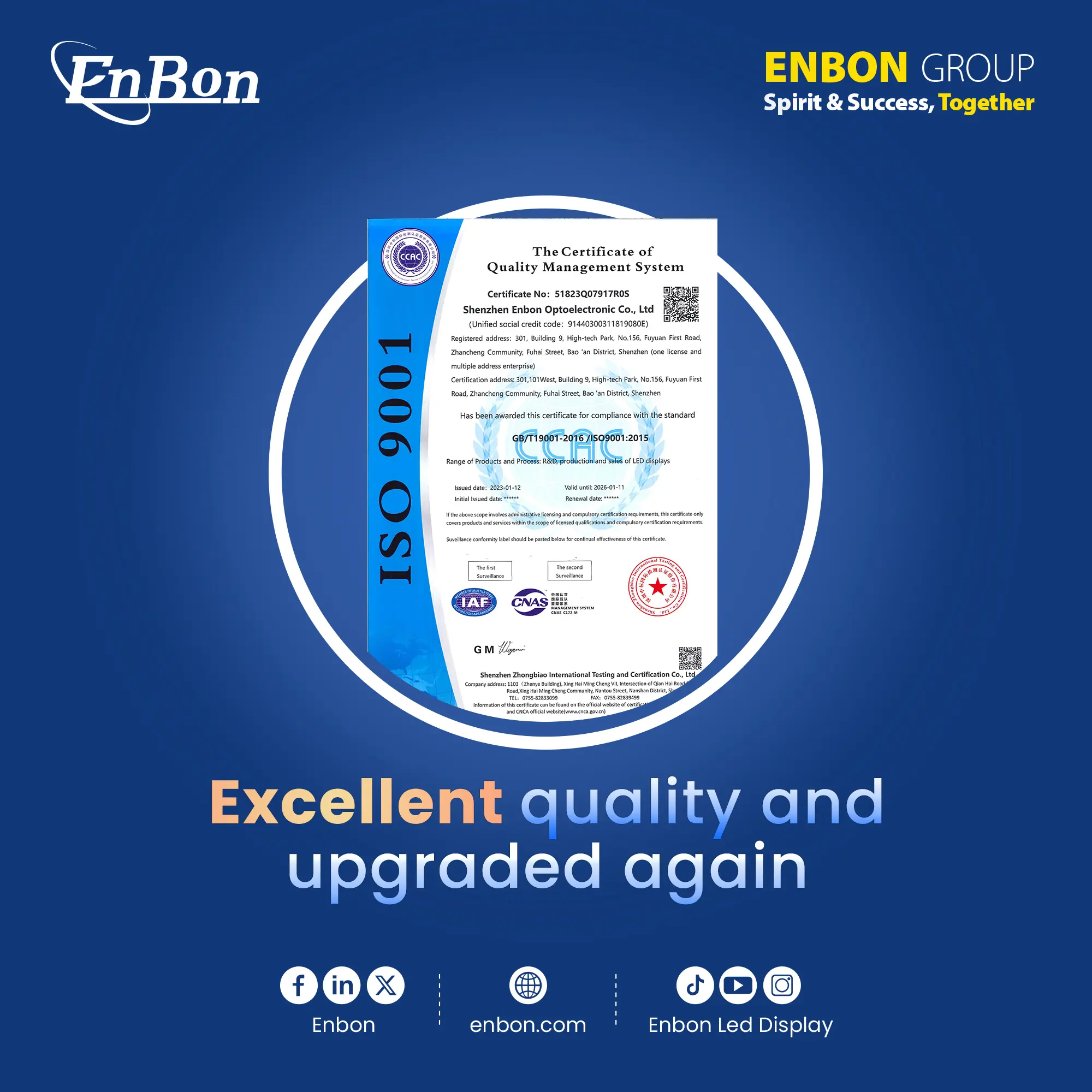 Enbon Achieved ISO 9000 Quality System Certification