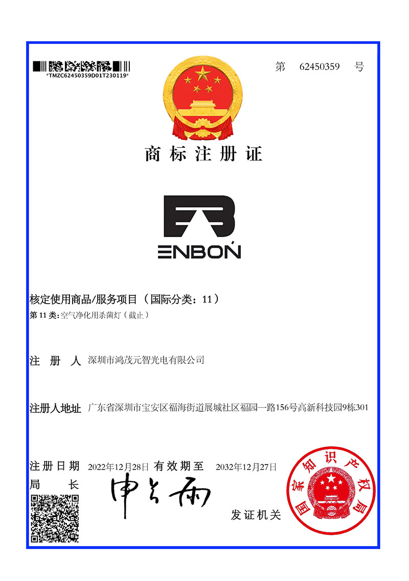 Trademark certificate for Class 11