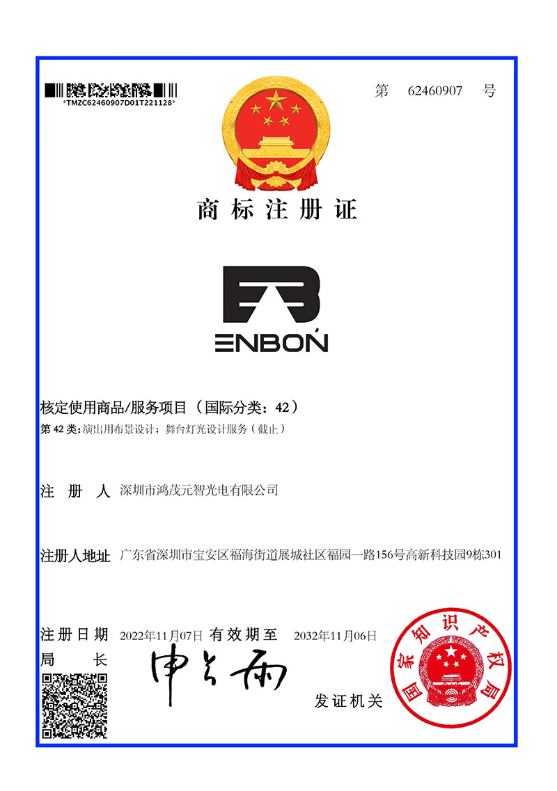 Trademark certificate for Class 42